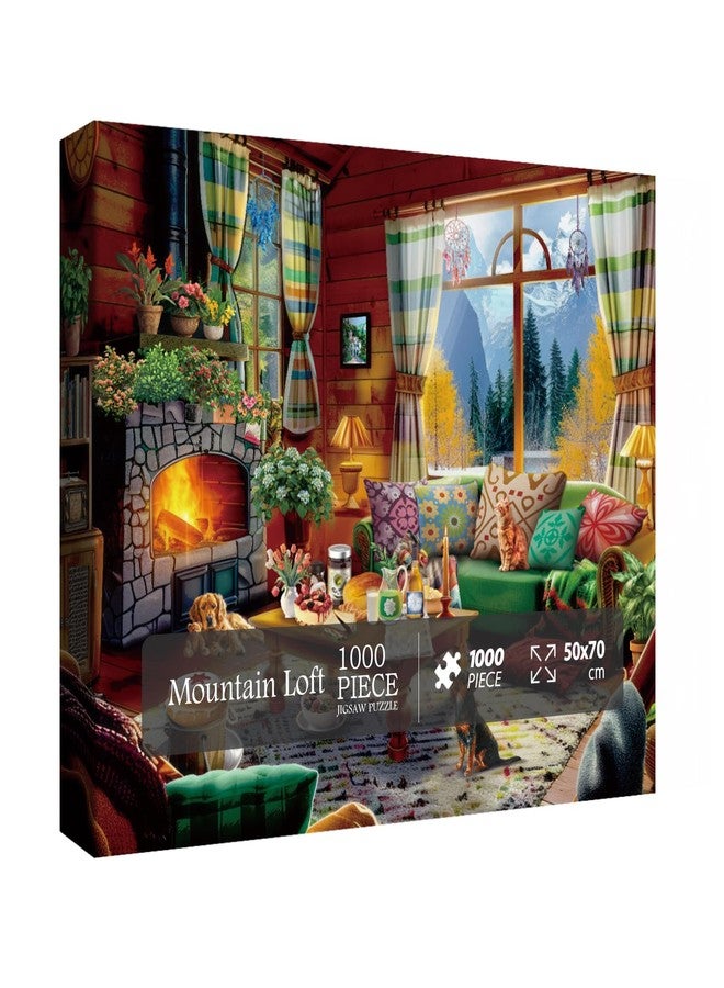 BBOLDIN Cozy Cabin Winter Scene Puzzle 1000 Piece for Adults, Book Cozytime Jigsaw Puzzle Coffee Table, Dog Cat Puzzle - Image 2